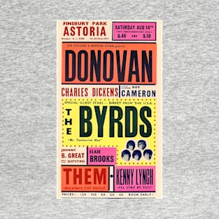 1965 British Rock Concert Poster - Donovan & The Byrds T-Shirt